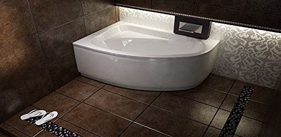 Besco Offset Corner Bath *CORNEA* SPACE SAVER 1400 x 800 mm with Front Panel and Legs *LEFT HAND*