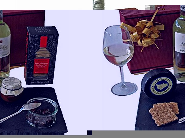 Vegetarian Wine and Cheese Gift Hamper - White Wine, Cheese amp; Biscuits