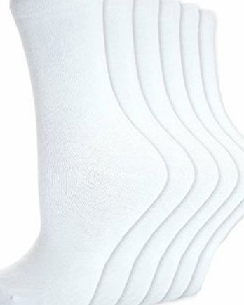 Best Deal Direct 12 Pairs Boys Girls Short Ankle Cotton Rich Plain School Socks R1 (12-3.5, White)