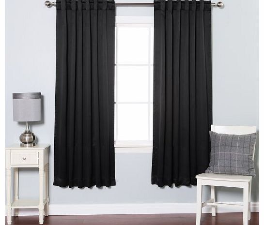 Best Home Fashion Premium Solid Thermal Insulated Blackout Curtain 183cm L- 1 Pair-BLACK