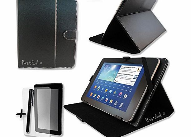 Bestdeal Black PU Leather Case amp; Stand for Goclever TAB M723G / TAB R70 / TAB T76GPS TV 7`` inch Tablet PC   Screen protector and Stylus Pen