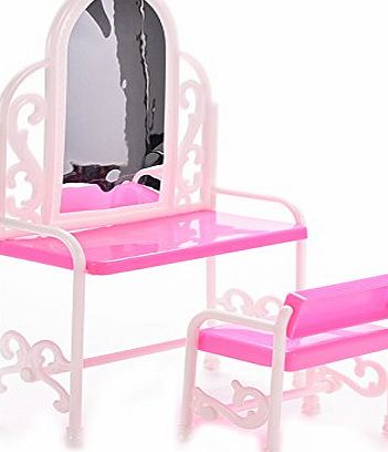 BESTIM INCUK Dollhouse Furniture Dressing Table and Chair for Barbies Dolls Bedroom Furniture