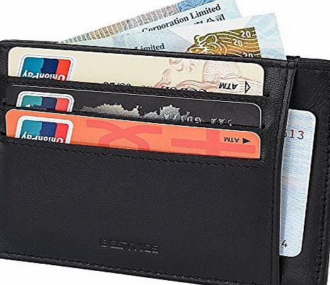 BESTKEE  Slim Card Wallet RFID Blocking for Men - Minimalist Front Pocket Wallet Genuine Leather
