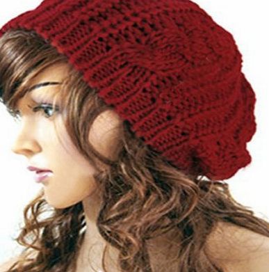 BestMall New Women Baggy Beret Chunky Knit Knitted Braided Beanie Hat Ski Cap Red