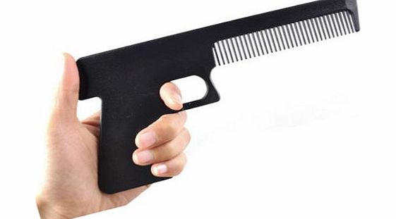 Novelty Geek Funny Hand Gun Hair Comb Brush Gift