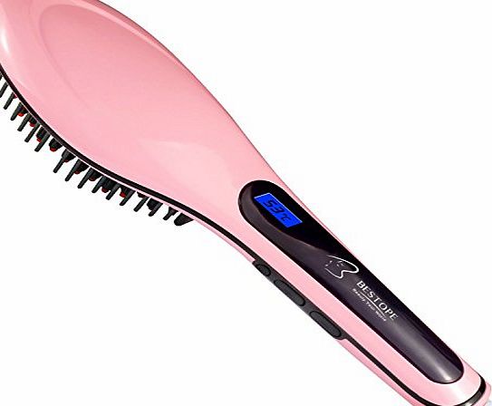 BESTOPE Hair Brush Hair Straightener Brush Electric Heating Ceramic Detangling Comb Digital Anion Hair Care, Anti-Scald Effective Silky Hair Brush