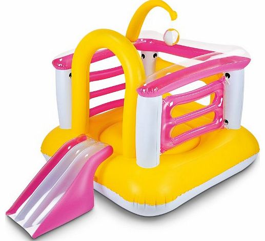 Pink and Yellow Bouncy Castle with Ball and Slide max. 65 kg 203 x 147 x 150 cm Game Centre