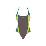 Speedo Sharp 1 Piece Womens Swimming Costume (Grey/Green 36`)