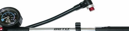 Beto Bicycle Cycling Fork amp; Shock Hand Tyre Inflator Pump with Gauge amp; Bleed Valve