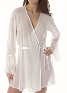 Chiffon wrap with pleated sleeves