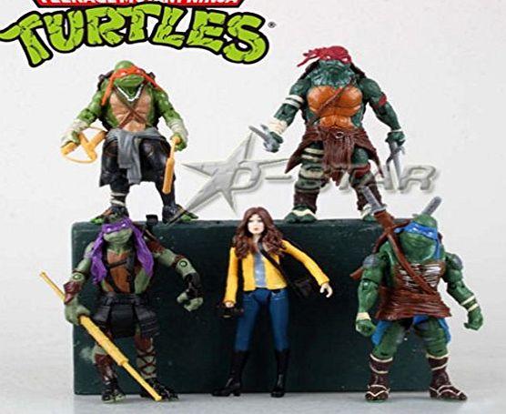 Better Toy 5pcs 6`` TMNT 2014 Movie Teenage Mutant Ninja Turtles with April PVC Action Figure Collection Toy (5pcs per set)