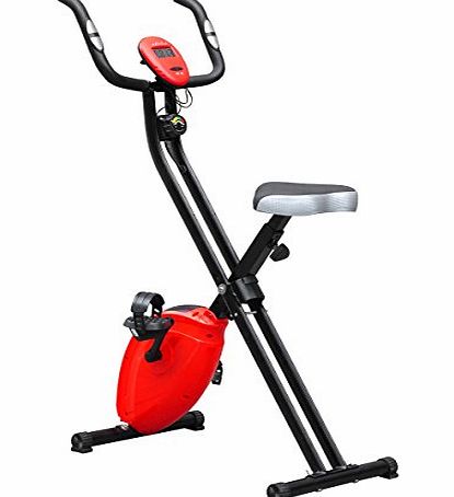 Beyondfashion Durable Safe Professional Foldable Sports Magnetic X-Bike Exercise Bike Fitness Cardio Trainer Workout Weight Loss Machine(Red)