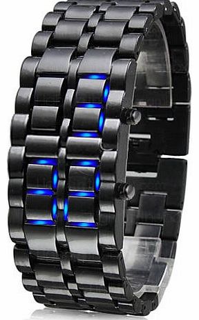 Beyondfashion New Volcanic Lava Iron Metal Blue LED Bracelet Wrist Sport Watch