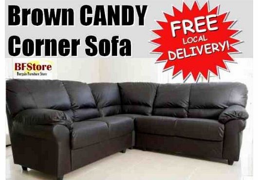 BFStore CANDY Corner Sofa Suite in Brown PU Leather