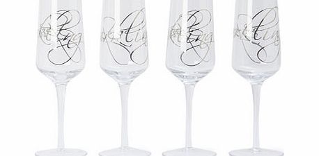 1928 Sparkling Word set of 4 flute glasses,