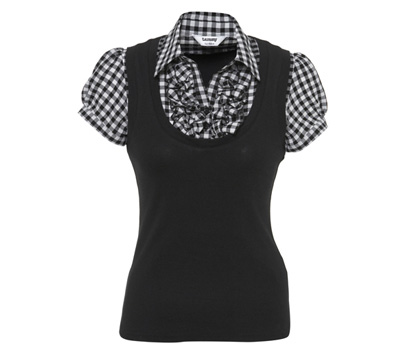 bhs 2 in 1 ruffle front check shirt