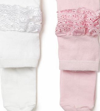 Bhs 2 Pack Baby Frilly Tights, pink/white 1483814095