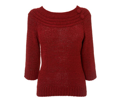 bhs 3/4 sleeve 2 button bardot neck jumper