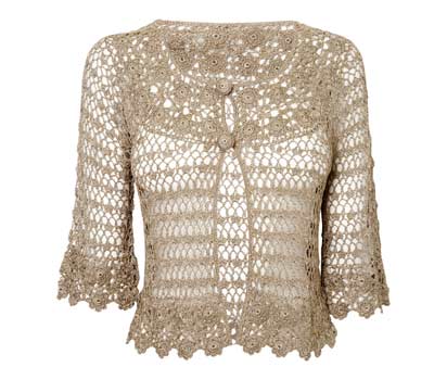bhs 3/4 sleeve crochet cardigan