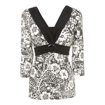 bhs 3/4 sleeve lace slinky ring front top