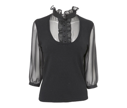 bhs 3/4 sleeve ruffle shirt insert jumper