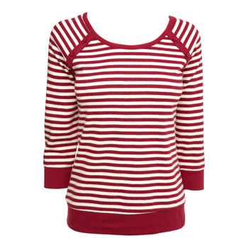 bhs 3/4 sleeve stripe suede top