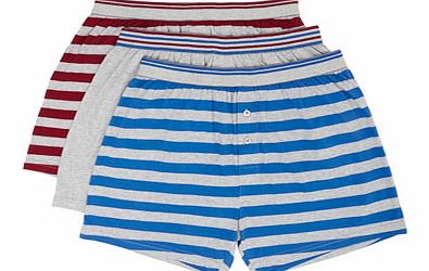 3 Pack Bright Stripe Boxers, Grey BR60J01EGRY