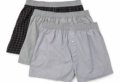 3 Pack Grey Woven Boxers, Grey BR60W02EGRY
