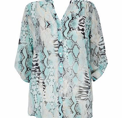 Bhs Aqua Animal Longline Shirt, Aqua 12026915257