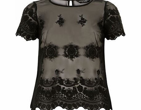 Bhs Black embellished lace tee, black 19117558513