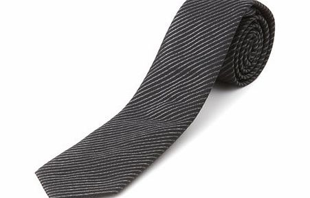Black Lurex Stripe Slim Tie, Black BR66D01FBLK