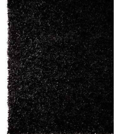 Black Lustrous Ribbon Yarn Rug 100x150cm, black
