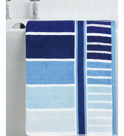 Blue broad stripe bath towel, blue 1929391483