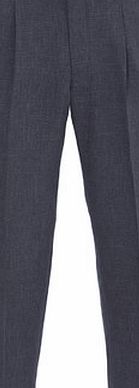 Bhs Blue Linen Look Regular Fit Pleat Front