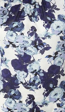 Bhs Blue Rose Print Satin Blouse, blue multi