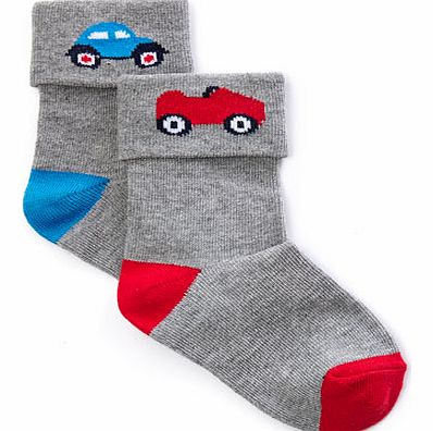Bhs Boys 2 Pack Baby Boy Car Socks, grey marl