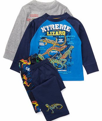 Bhs Boys 2 Pack Gecko Pyjamas With Toy, grey marl