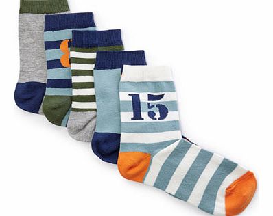 Bhs Boys 5 Pack Boys Rugby Striped Socks, reds