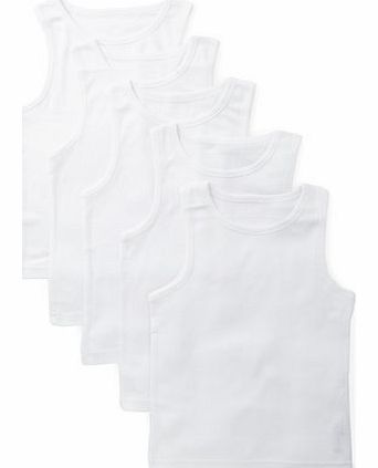 Boys 5 Pack Boys White Vests, white 1495600306