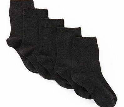 Bhs Boys 5 Pack Charcoal Ankle Socks, charcoal