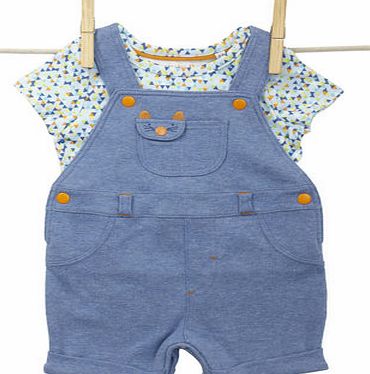 Bhs Boys Baby Boys Blue Jersey Dungarees Set, blue