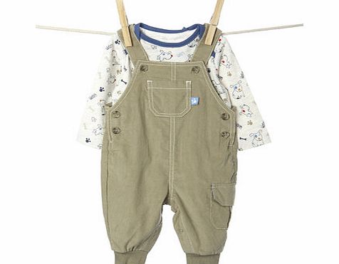 Boys Baby Boys Cord Dungree Set, biscuit