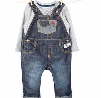 Bhs Boys Baby Boys Denim Dungaree and Long Sleeved
