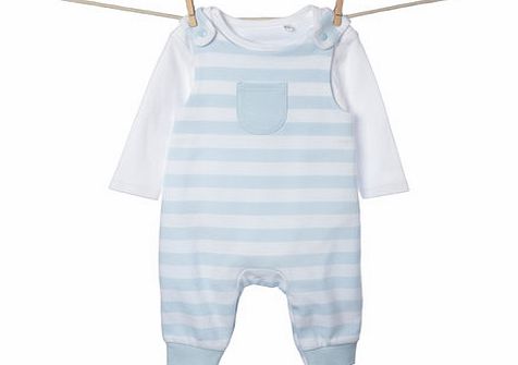 Bhs Boys Baby Boys Striped Dungarees Set, pale blue