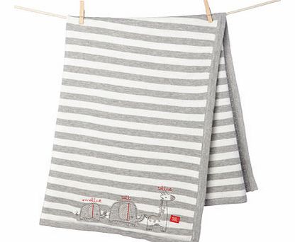 Bhs Boys Baby Striped Knitted Blanket, ivory
