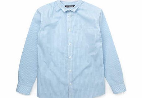 Boys Blue Gingham Collared Shirt, blue 2054951483