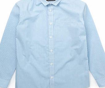Boys Boys Blue Gingham Collared Shirt, blue