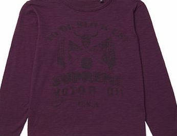 Bhs Boys Boys Purple Long Sleeved Print Top, purple