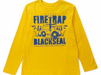 Bhs Boys Firetrap Boys Yellow Print Long Sleeve Top,