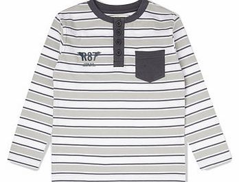 Bhs Boys Grey Stripe Long Sleeved Top, grey 1621300870